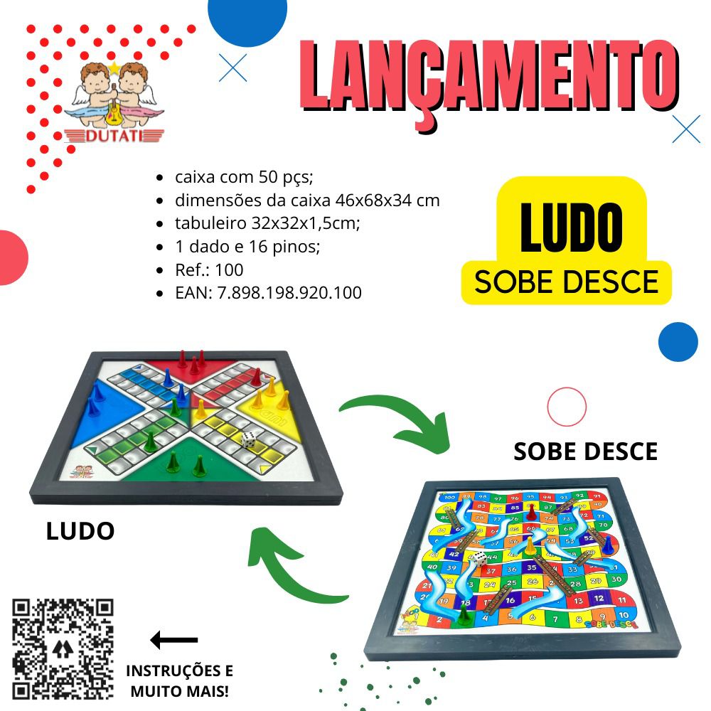 Jogo Ludo/Sobe Desce 30x30cm Plástico